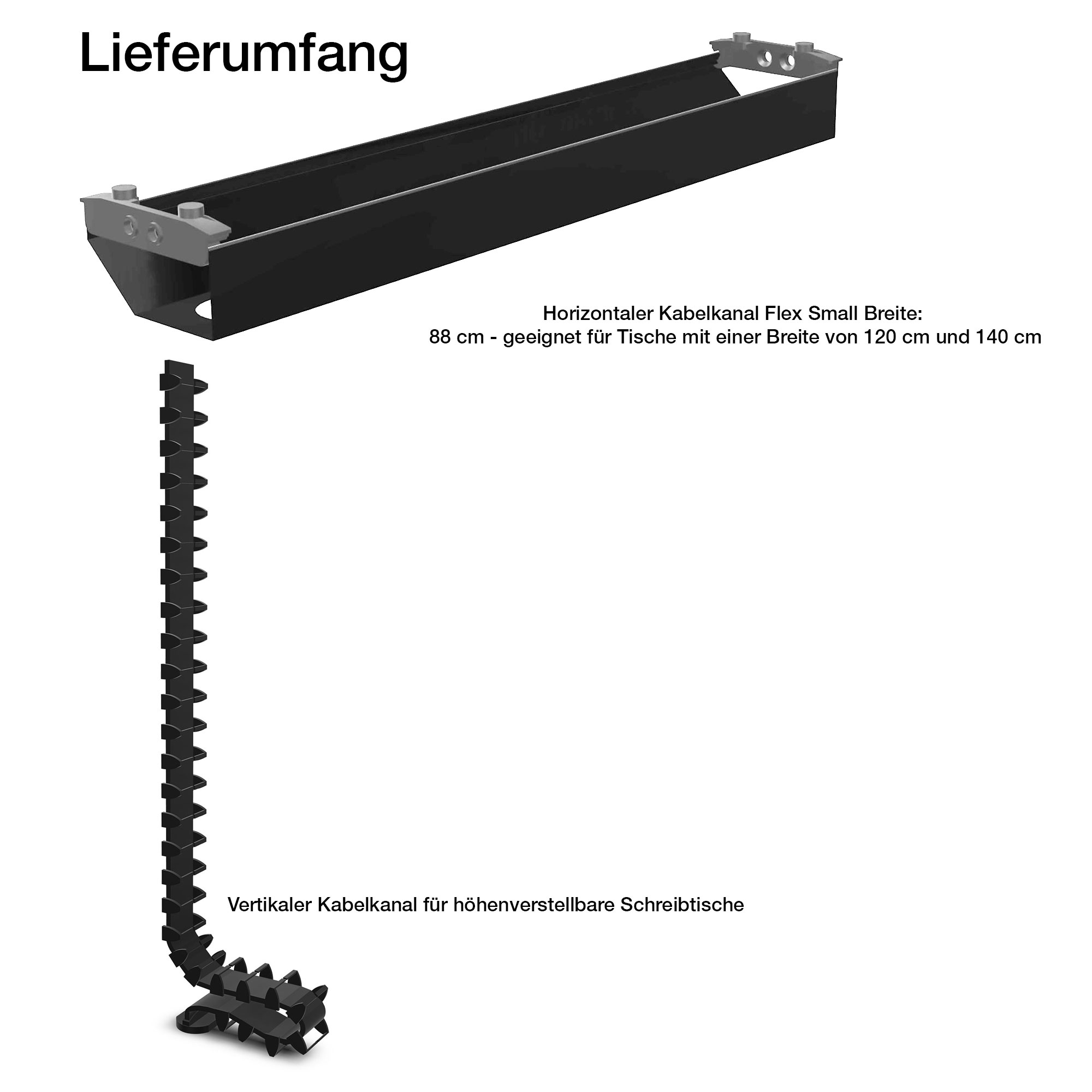 Horizontaler Kabelkanal Flex-small + Vertikale Kabelführung