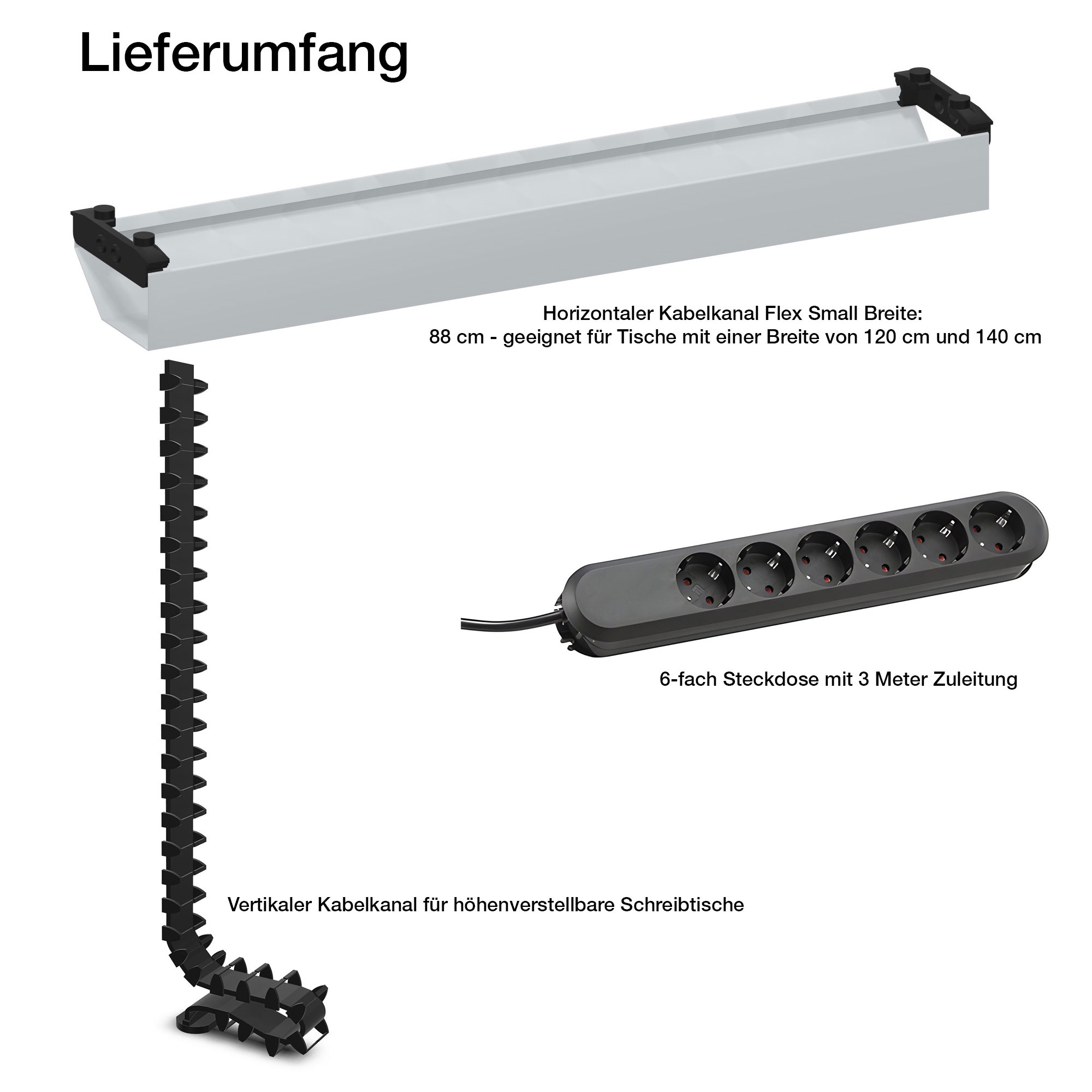 Horizontaler Kabelkanal Flex-small + Vertikale Kabelführung