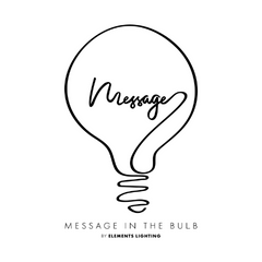 Eine minimalistische Glühbirne mit dem Schriftzug 'Message' und 'Message in the Bulb' darunter.
