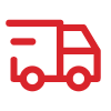 Rotes Icon eines Lieferwagens – Symbol für schnellen Versand