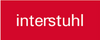Interstuhl Logo in weißer Schrift auf rotem Hintergrund, markantes Corporate Design für ergonomische Büromöbel