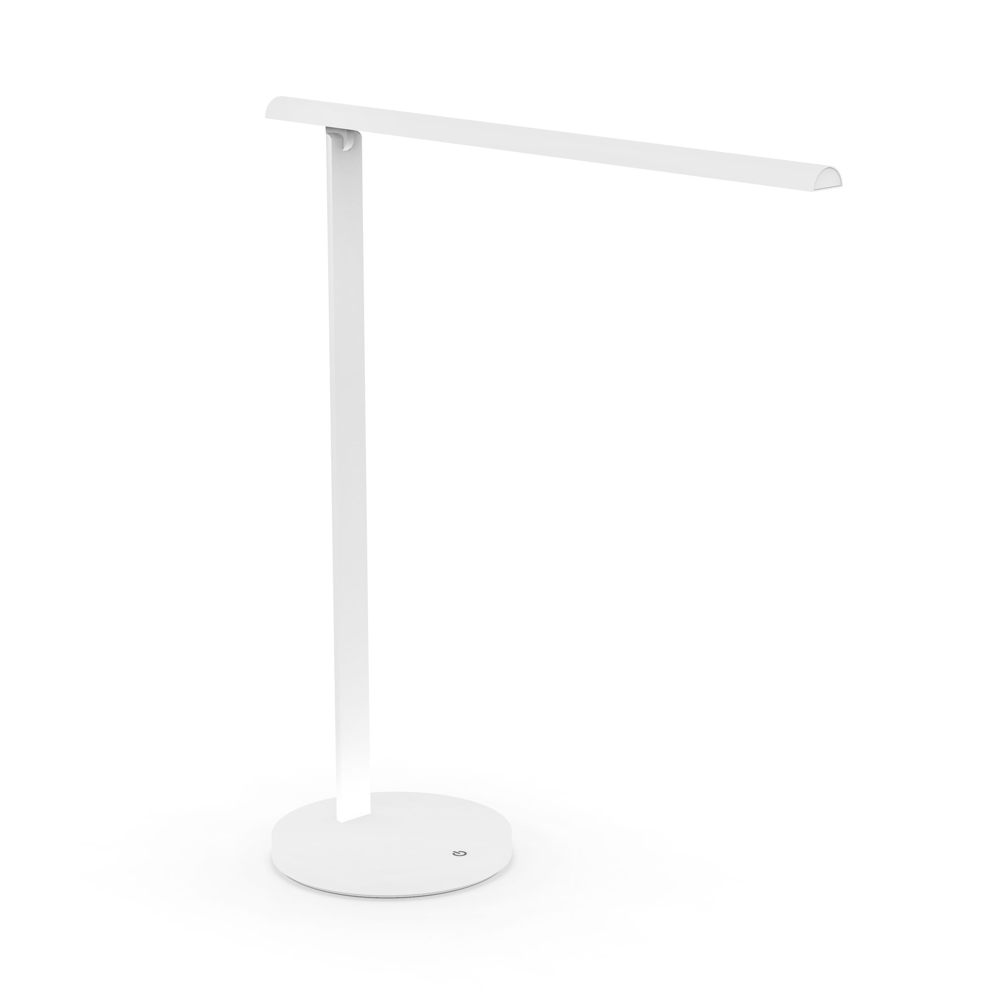 Eine moderne, weiße Stehlampe mit schmalem, geradem Design.