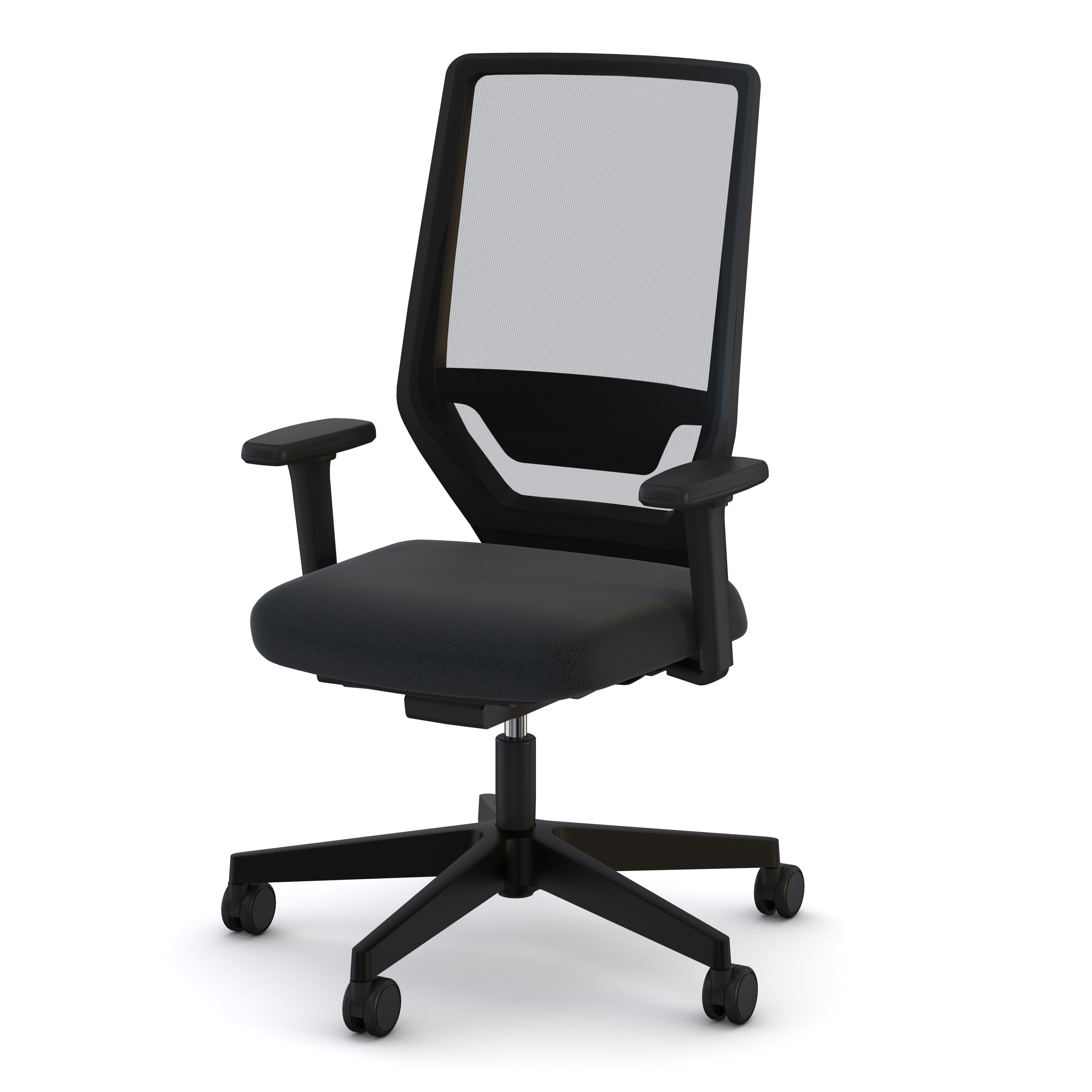 Ergonomischer Bürostuhl mit Netzrückenlehne und schwarzer Sitzfläche