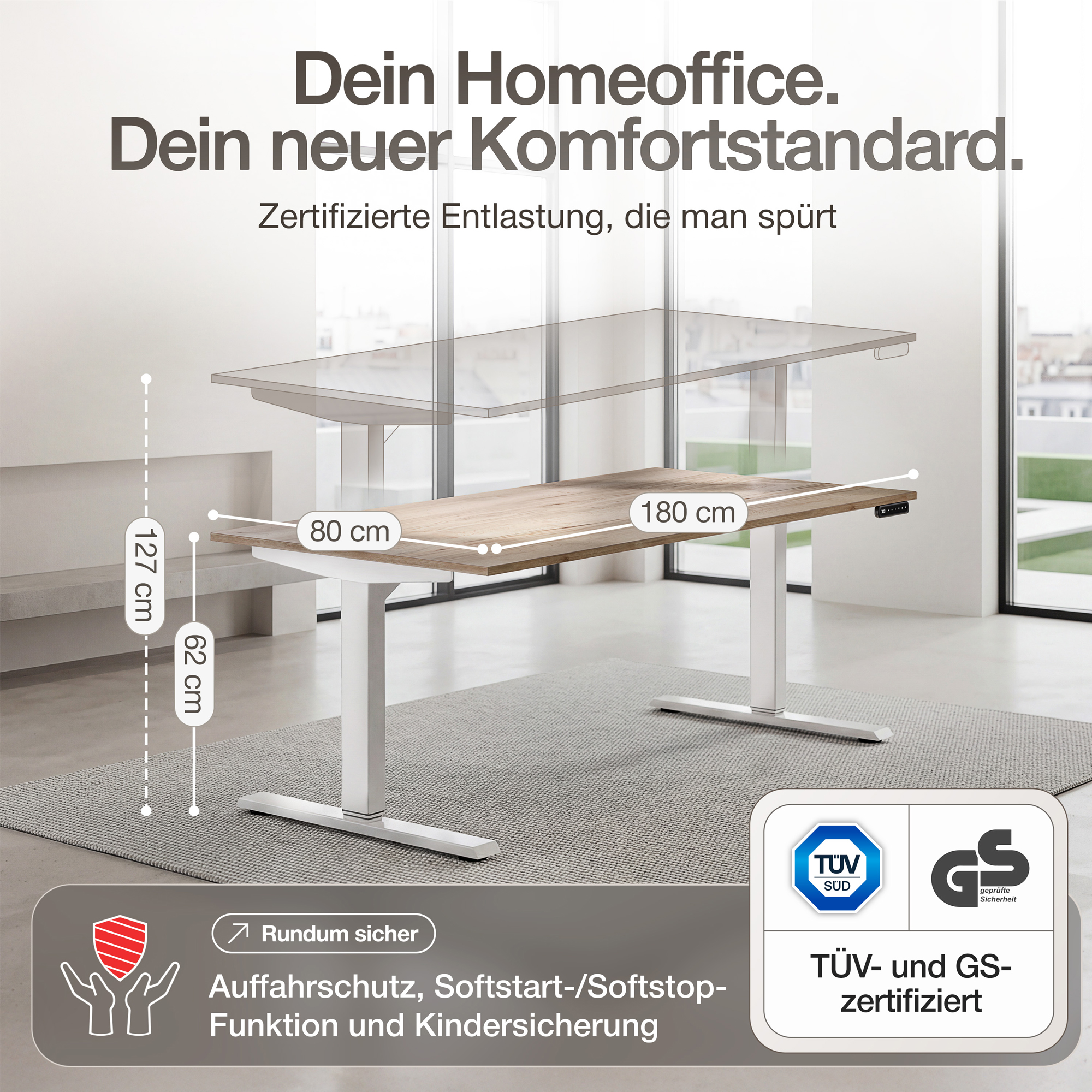 Elektrisch höhenverstellbarer Schreibtisch Y-Line