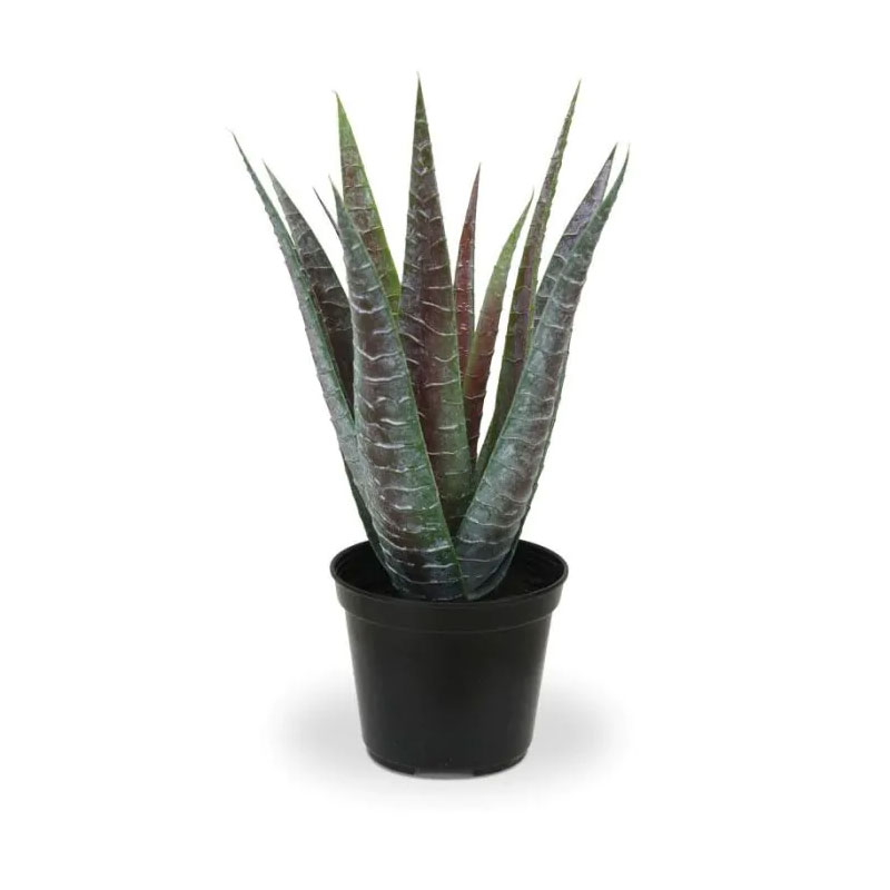 Künstliche Aloe Vera in schwarzem Blumentopf mit spitzen Blättern